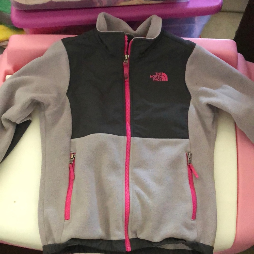 North face Denali full zip fleece jacket grey pink